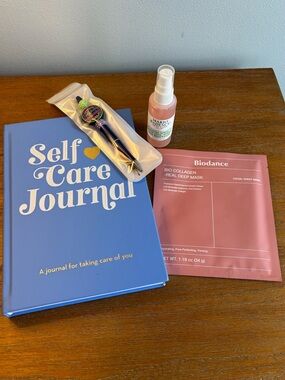 Self Care Bundle-Biodance Face Mask, Mario Badescu Facial Spray, Journal, Pen